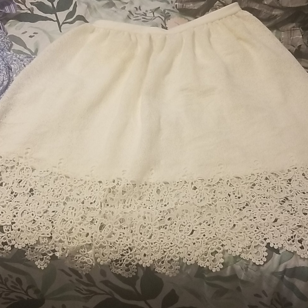 Crochet white midi skirt